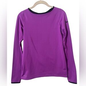 Nike Pro Fleece Lined Activewear Shirt in Purple Size XL